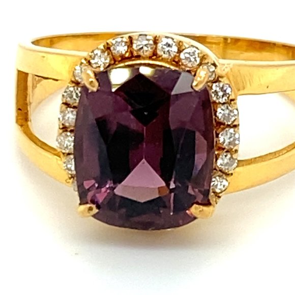 Certified Spinel 3.50ct Diamonds Solid 21K Ring - Picture 8 of 9